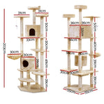 i.Pet Cat Tree 203cm Tower Scratching Post Scratcher Condo Trees House Bed Beige PET-CAT-PCTOP-BE