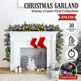Christabelle 2.7m Snowy Christmas Garland with LED Coloured Baubles Lights Tree Decoration Orna 112_SENCR105