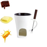 Multi-Functional Ceramic Fondue Mug with Heating Element, Heat Melting Cup for Cheese and DIY V1192-AZ-W-32120