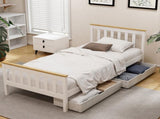 Artiss Bed Frame Single Size Wooden Platform with 2 Storage Drawers White PONY WBED-D-TC18-92-DRAW