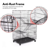 FLOOFI Three-Level Pet Rabbit Bird Cage with Hammock V227-3331641003992