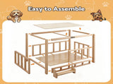 i.Pet 2in1 Dog Kennel Crate Furniture Grey Bedding Wooden House Indoor PET-GT-DH75-BED-BR