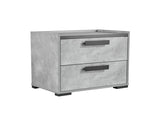 Queen 4 Pcs Bedroom Suite with Dresser Fabric Upholstery MDF Combination of Black & Cement Colour V43-BDS-COP-4PC-DRS