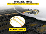 J Hook Chain, 2PCS 8 mm x 300 cm G80 Long Shank J Hook Tow Chain with RTJ Cluster Hook & Grab Hook, V952-SZGLRTJ51610FT001V0