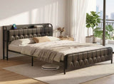 Artiss Double Bed Frame with Storage Headboard SAA Certified Charging Station BFRAME-J-MARK-D-BK-AB