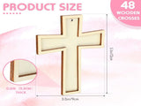 48 Pack Cross Wooden Hanging Ornaments Unfinished Wood Blank Cross Craft with Gold String for Easter V1258-DP02-C-2275