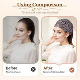 2025 New Elegant Floral Beaded Headbands for Women, Wide Lace Hair Bandanas, Boho Hair Accessories V1258-DP02-F-852