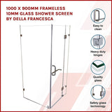 1000 x 900mm Frameless 10mm Glass Shower Screen By Della Francesca V63-830661