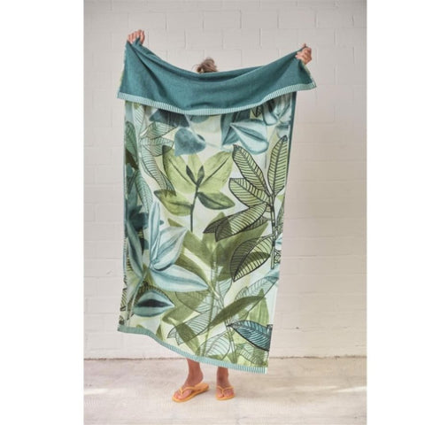 Bedding House Jungle Vibe Green Cotton Velour Beach Towel V442-HIN-TOWEL-JUNGLEVIBE-GREEN-RE