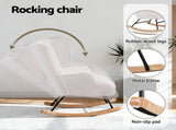Artiss Rocking Armchair Nursing Chair Boucle Fabric White UPHO-B-ROCK02-LIN-WH