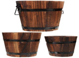 Rustic Wooden Planter Set of 3, 15x12x13 Inches, Decorative Garden Flower Pots for Indoor Outdoor V1369-AZ3-W-10581