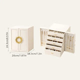 Blue 1 Large Faux Leather Jewelry Storage Box with 5 Drawers and Gold Handles - An elegant V1106-FPGSSSNH003