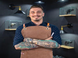 Coffee Denim Apron Stylish Hairdressing Smock for Salon and Work Use V1369-AZ3-W-16924