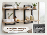 Artiss Set of 2 Floating Wall Shelf 2-Tier Wall-Mounted Display Ledge Wood & Metal FUR-AI-WLL-01-WD