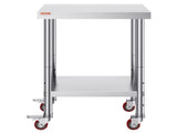 24x18x34 Inch Stainless Steel Work Table 3-Stage Adjustable Shelf with 4 Wheels Heavy Duty V952-CFGZT24X18X34YC01V0