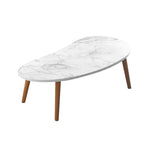 SOGA 80x40cm White Stone Pattern Living Room Nordic Coffee Table Modern Style TABLETEA12