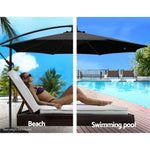 Instahut 3m Outdoor Umbrella Cantilever Beach Garden Patio Black UMB-BAN-8RIB-BK