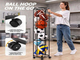 Everfit Vertical Ball Storage Rack with Wheels Sports Equipment Organiser BSR-A-MOUNT-CIR