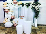 3PCS Display Stand Round Cylinder Pedestal w/ Balloon Set LED Strip Wedding AU V201-CYL0003WH8AU