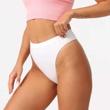 Size L Comfortable High-Waisted Women's Cotton Thong Underwear - 6-Pack in V888-ELOSUNG17905