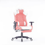 Gaming Chair Ergonomic Racing chair 165&deg Reclining Gaming Seat 3D Armrest Footrest Pink White V255-GCHAIR-32-PW