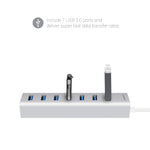 mbeat 7-Port USB 3.0 Aluminum Slim Hub With Power For PC and MAC V186-MB-HUB768