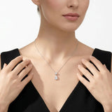Elegant Moissanite Pendant Necklace with Round and Pear Cut Stones, Anti-Tarnish Silver Finish, V1341-ZY-UQBE7E59-MOISSANITE-PREMIUMS925