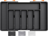 Grey Adjustable Polypropylene Kitchen Drawer Organizer - 8 Compartments, Large Capacity, Easy to V888-ELOSUNG17727
