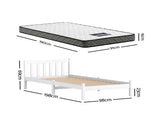 Giselle Single Mattress and Artiss Bed Frame Set White Solid Pine with 16cm Mattress MABF-BON-001S-WH