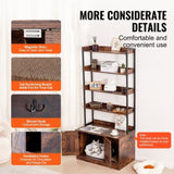 VEVOR Cat Litter Box Enclosure Wooden Litter Box Furniture Hidden with 4 Shelves V952-DHWCBBSNJSMSEYD6AV0