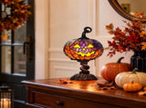 Stained Glass Halloween Pumpkin Table Lamp - Jack-O-Lantern Light - Vintage Halloween Lamp, V1192-AZ-W-26461