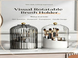 Rotating Birdcage Desk & Vanity Organiser, Dustproof Divided Storage Holder for Cosmetics, Skincare, V1221-XM-LB5314-ZS182