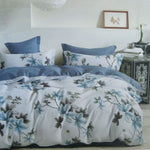 300TC Milla Blue Reversible Cotton Quilt Cover Set Queen V442-ATX-QUILTCS-300TCMILLA-BLUE-QS