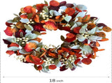 22 Inch Fall Front Door with Eucalyptus Lamb Ears Leaves and Berries, Autumn Fall Leaves V1258-DP02-C-2688