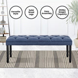Cate Button-Tufted Upholstered Bench by Sarantino - Blue Linen BCH-438-BU