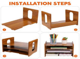 1Set File Organizer Wood Desk Modern Design for Office Home Workspace 35.4x9.8x8.7in V1192-AZ-W-26905