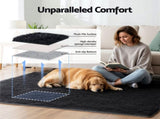 Artiss Floor Rug 140x200cm Plush Area Shaggy Rug Living Room Bedroom Carpet Black FLR-FLU01-140X200-BK