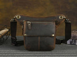 Leather Fanny Pack Top Grain Cowhide Travel Fanny Pack Adjustable Belt Fanny - Gray - Size M V1347-127-53785-GRY-M