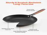 Cast Iron Skillet, 3-Piece Frying Pan Set , Nonstick Skillets with Detachable Wood V952-ZTCG81012INC606UR001V0
