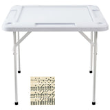 Mahjong Table, Square 4 Player Folding Card Table with 4 Cup Holders & 4 Chip Trays, Portable Domino V952-SDMJZBSDMNGPT73ZQV0