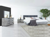 Queen 5 Pcs Bedroom Suite Fabric Upholstery MDF Combination of Black & Cement Colour V43-BDS-COP-5PC