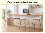 Gardeon 4-Piece Outdoor Bar Stools Plastic Metal Dining Chair Balcony White ODF-BA-CHAIR-PP-WH-4X