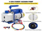 4CFM 1/4HP Rotary Vane Vacuum Pump R134AManifold Gauge Tester Charging Hose V952-4CFM1/4HPZKB1F001V3
