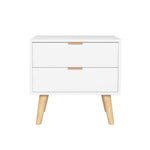 Artiss Bedside Table 2 Drawers - White FURNI-Q-BS-03-WH