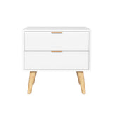 Artiss Bedside Table 2 Drawers - White FURNI-Q-BS-03-WH