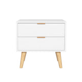 Artiss Bedside Table 2 Drawers - White FURNI-Q-BS-03-WH