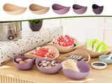 Ceramic Salad Bowls Set of 5 Flower Shaped Nesting Bowls Microwave & Refrigerator Safe V1366-AZ2-W-11778