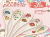 48 Pcs 8, 10, 12 Inch Wooden Spoons Gifts for Mom Oval Wooden Cooking Spoons Set Wood Serving Spoon V1188-CYX-DP-726