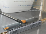 2-piece Grey V-Shaped Floor Scrub Brush and Suction Mop Holder Set - 360 Rotating Grout Cleaner, V888-ELOSUNG53072