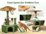 i.Pet Cat Tree Tower 101cm Scratching Post Furniture Scratcher House Green PET-CAT-M101-GN
